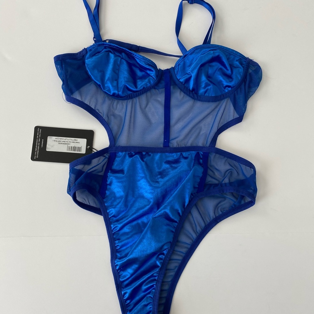 PLT Cobalt Satin Cut Out Mesh Insert Body - Picture 5 of 11